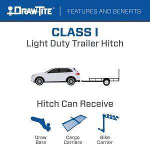 Draw-Tite Trailer Hitch Rear, Sportframe, Class I, Square Tube Welded, 1-1/4 Inch Receiver – 24952