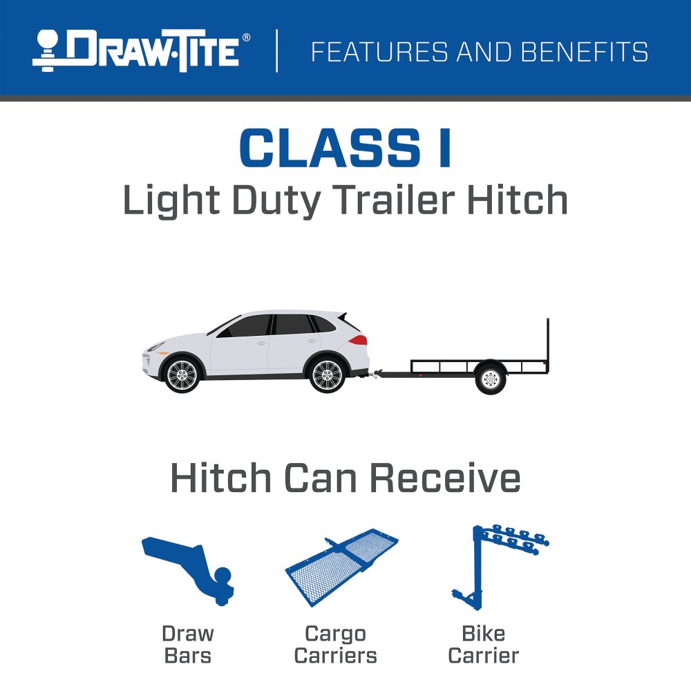 Draw-Tite Trailer Hitch Rear, Sportframe, Class I, Round Tube Welded, 1-1/4 Inch Receiver – 24963