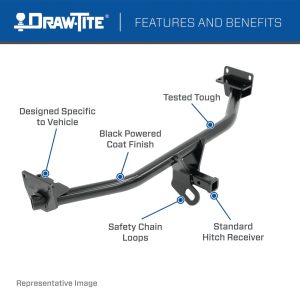 Draw-Tite Trailer Hitch Rear, Frame Hitch, Class II, Square Tube Welded, 1-1/4 Inch Receiver – 36407