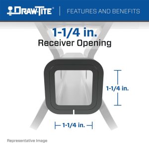 Draw-Tite Trailer Hitch Rear, Frame Hitch, Class II, Square Tube Welded, 1-1/4 Inch Receiver – 36538