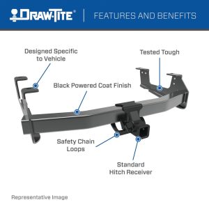 Draw-Tite Trailer Hitch Rear, Class IV, Square Tube Welded, 2 Inch Receiver, 10000 Pound Weight Carrying Capacity/ 1000 Pound Tongue Weight – 41553