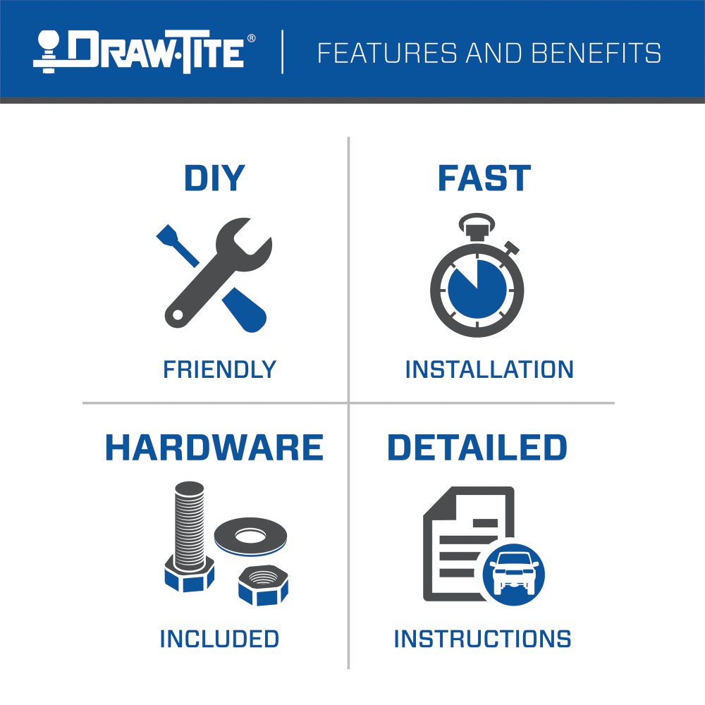 Draw-Tite Trailer Hitch Rear, Ultra Frame ®, Class V, Square Tube 3-Piece, 2 Inch Receiver – 41950