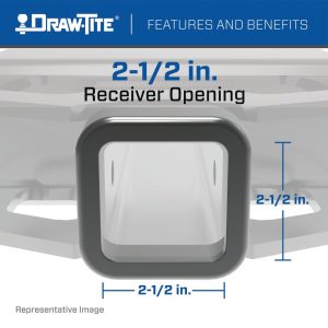Draw-Tite Trailer Hitch Rear, Class V, Square Tube Welded, 2-1/2 Inch Receiver, 18000 Pound Weight Carrying Capacity/ 2000 Pound Tongue Weight – 45519