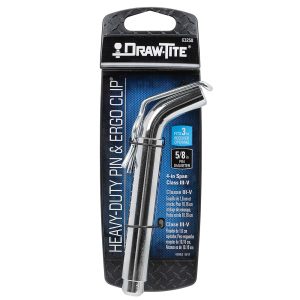 Draw-Tite Trailer Hitch Pin, Bent Pin, 5/8 Inch Diameter, Fits Class V Hitches, 4 Inch Span, With Clip – 63258