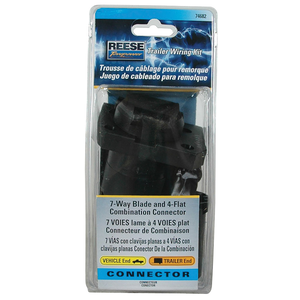 Draw-Tite Trailer Wiring Connector, Towpower, Vehicle Side and Trailer Side Set, 4-WAY Flat and 7-WAY Blade – 74682