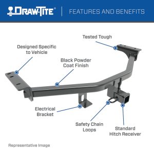 Draw-Tite Trailer Hitch Rear, Class III, Square Tube Welded, 2 Inch Receiver, 2000 Pound Weight Carrying Capacity/ 300 Pound Tongue Weight – 76599