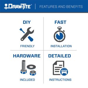 Draw-Tite Trailer Hitch Rear, Class III, Square Tube Welded, 2 Inch Receiver, 3500 Pound Weight Carrying Capacity/ 525 Pound Tongue Weight – 76636