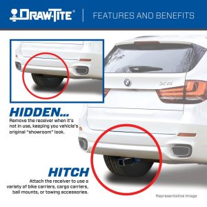 Draw-Tite Trailer Hitch Rear, Hidden Hitch, Class III, Square Tube Welded, 2 Inch Receiver – 76919