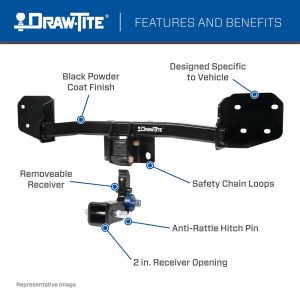 Draw-Tite Trailer Hitch Rear, Hidden Hitch, Class III, Square Tube, 2 Inch Receiver – 76923