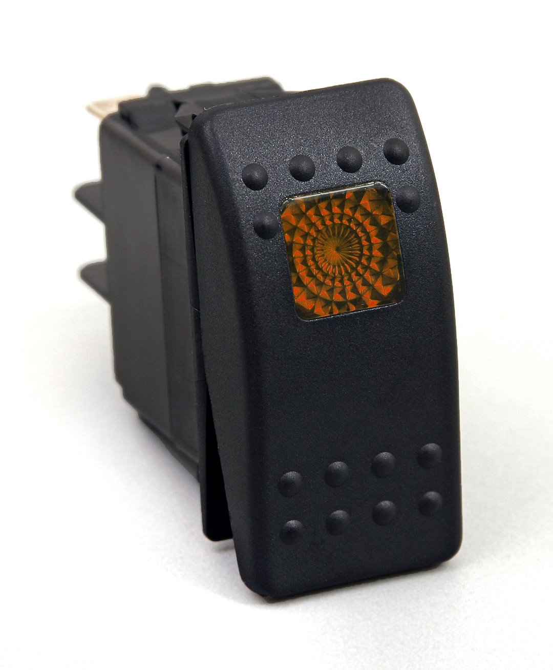 Daystar Multi Purpose Switch, Push Button Switch, On-Off, 20 Amp Max, Rocker Switch, Lighted, Black Switch with Amber Illuminated Button – KU80013