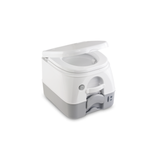 Dometic Toilet, 972 Model, Portable, 2.6 Gallon Size, Push Button Pressurized Flush, Gray ABS Plastic – 301097206
