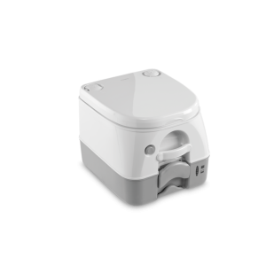 Dometic Toilet, 972 Model, Portable, 2.6 Gallon Size, Push Button Pressurized Flush, Gray ABS Plastic – 301097206
