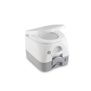 Dometic Toilet, 974 Model, Portable, 2.6 Gallon Size, Push Button Pressurized Flush, Gray ABS Plastic – 301097406
