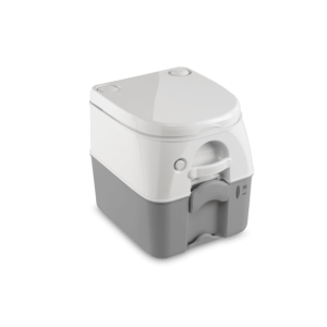 Dometic Toilet, 976 Model, Portable, 5 Gallon Size, Push Button Pressurized Flush, Gray ABS Plastic – 301097606