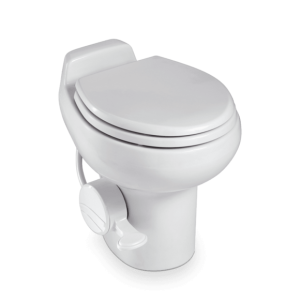 Dometic Toilet, Traveler ® 510 Plus, Permanent, Round Seat with 17-1/8 Inch Seat Height, Pedal Flush Control, White Ceramic – 302651001