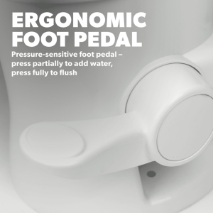 Dometic Toilet, 320 Series, Permanent, Elongated Seat with 18 Inch Seat Height, Pedal Flush Control – 302320083