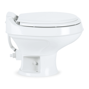 Dometic Toilet, 301 Series, Permanent, Round Seat with 13-1/2 Inch Seat Height, Pedal Flush Control, Triple-Jet Bowl Rinse, White, Plastic – 302301671
