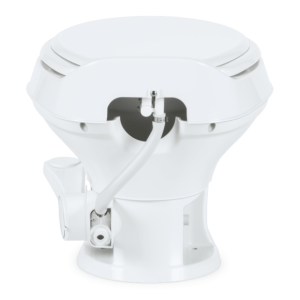 Dometic Toilet, 301 Series, Permanent, Round Seat with 13-1/2 Inch Seat Height, Pedal Flush Control, Triple-Jet Bowl Rinse, White, Plastic – 302301671