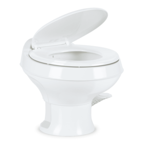 Dometic Toilet, 301 Series, Permanent, Round Seat with 13-1/2 Inch Seat Height, Pedal Flush Control, Triple-Jet Bowl Rinse, White, Plastic – 302301671