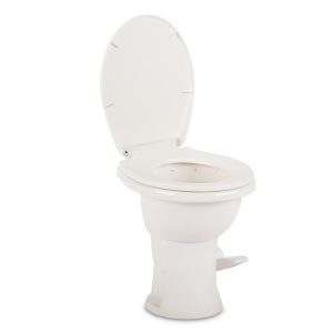 Dometic Toilet, 410 Series, Standard Profile, 18 Inch Seat Height, Slow Close Round Seat, Porcelain Bowl, Pedal Flush Control – 9610008259
