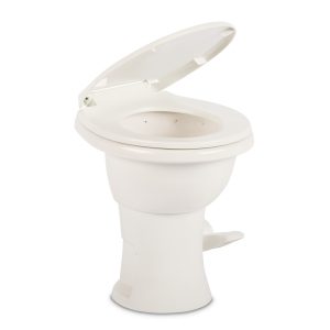 Dometic Toilet, 410 Series, Standard Profile, 18 Inch Seat Height, Slow Close Round Seat, Porcelain Bowl, Pedal Flush Control – 9610008259