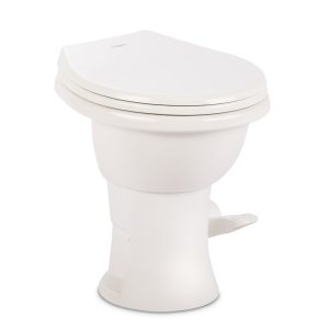 Dometic Toilet, 410 Series, Standard Profile, 18 Inch Seat Height, Slow Close Round Seat, Porcelain Bowl, Pedal Flush Control – 9610008259