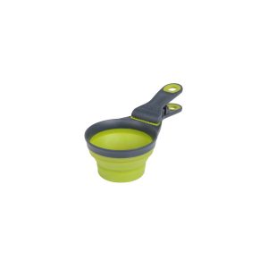 Dexas Pet Dish, Food Scoop, Collapsible Measuring Cup and Bag Clip IN One, Green, Dishwasher Safe, Collapses Flat for Storage – PW660432383