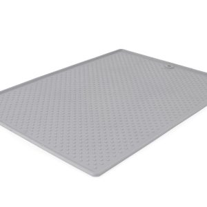 Dexas Pet Dish Placemat, Rectangular, 19 Inch Length X 13 Inch Width, Light Gray – PW900429