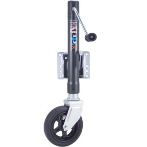 Dutton Trailer Tongue Jack, Manual Round Sidewind Swivel Jack, 1500 Pound Lift Capacity, 12 Inch Travel, 28-1/2 Inch Height, Bolt-On Mount – 22210