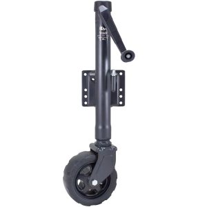 Dutton Trailer Tongue Jack, Manual Round Sidewind Swivel Jack, 1500 Pound Lift Capacity, 12 Inch Travel, 28-1/2 Inch Height, Bolt-On Mount – 22335