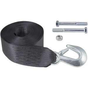Dutton Winch Hook Strap, Polyester, 2600 Pound Tensile Strength, 4000 Pound Breaking Strength, Black, With Hook/ Mounting Hardware – 24240