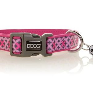 Doog USA Pet Collar, Toto, Large Size for Dog Adjustable from 16 Inch to 24 Inch Diameter/ 1.3 Inch Width, Pink/ Gray, Geometric Pattern – COLPBS-L