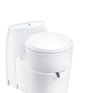 Dave Carter & Associates Toilet, Permanent Rotating, 4.75 Gallon Waste Water Tank, Round Seat with 19 Inch Seat Height – 50045