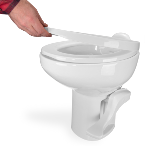 Dave Carter & Associates Toilet, Aqua Magic ® Style II, Permanent, High Profile, Round Seat with 17-7/8 Inch Seat Height, Pedal Flush Control – 50049
