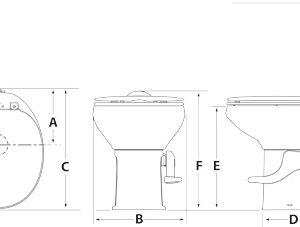 Dave Carter & Associates Toilet, Aqua Magic ® Style II, Permanent, Low Profile, Round Seat with 12 Inch Seat Height, Pedal Flush Control – 50263