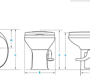 Dave Carter & Associates Toilet, Aqua Magic ® Residence, Permanent, High Profile, Round Seat with 18 Inch Seat Height, Pedal Flush Control – 50274
