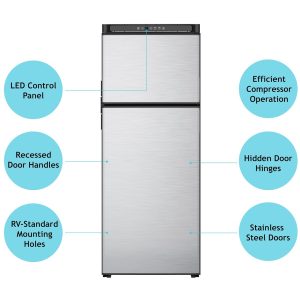 Dave Carter & Associates Refrigerator, Dual Compartment 2 Door Refrigerator with Freezer, Permanent Mount – 51139