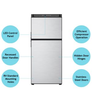 Dave Carter & Associates Refrigerator, Dual Compartment 2 Door Refrigerator with Freezer, Permanent Mount – 51153
