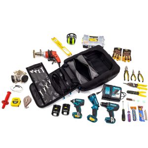 Decked Tool Bag, D-Bag, Holds All Types of Power and Hand Tools, Black and Dark Gray – AD14