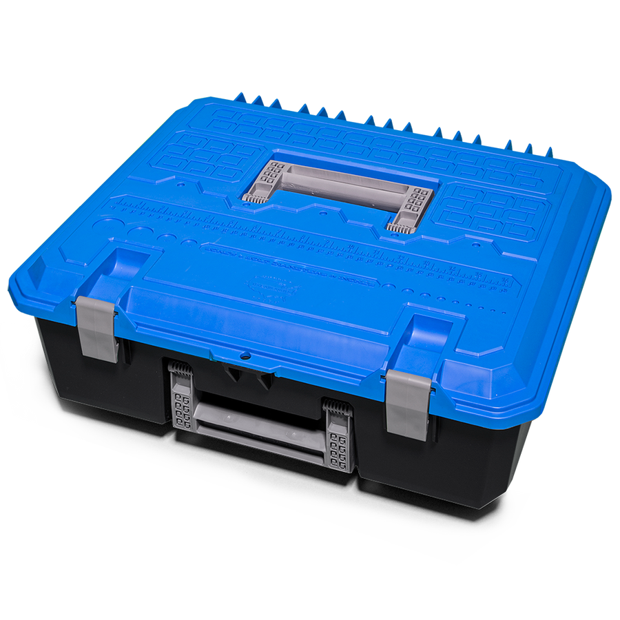Decked Tool Box, D-Box, Portable, For Use IN Decked System Drawers, One Compartment, Two Dividers, Black with Blue Lid, Polypropylene – AD5