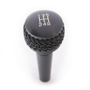 DV8 Offroad Shifter Knob, Manual Trans, Round/ Tire Tread, Screw on, Black, Billet Aluminum, With Out Button – D-JP-180022-BK