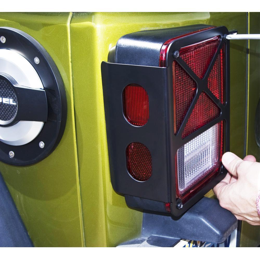 DV8 Offroad Tail Light Guard, Flat Design, Black Powder Coat, Stainless Steel, Set of Two – D-JP-190007-BK