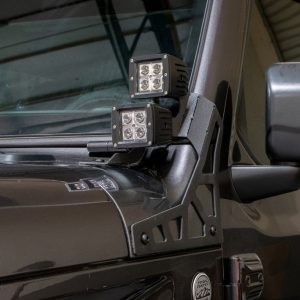 DV8 Offroad Driving/ Fog Light Mounting Bracket, Pillar Mount, Hold 4 DV8 3 Inch Cube Lights, Powder Coated, Black, Steel – LBJL-02