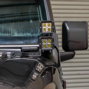 DV8 Offroad Driving/ Fog Light Mounting Bracket, Pillar Mount, Hold 4 DV8 3 Inch Cube Lights, Powder Coated, Black, Steel – LBJL-02