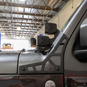 DV8 Offroad Driving/ Fog Light Mounting Bracket, Pillar Mount, Hold 4 DV8 3 Inch Cube Lights, Powder Coated, Black, Steel – LBJL-02