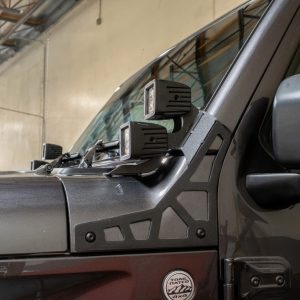 DV8 Offroad Driving/ Fog Light Mounting Bracket, Pillar Mount, Hold 4 DV8 3 Inch Cube Lights, Powder Coated, Black, Steel – LBJL-02